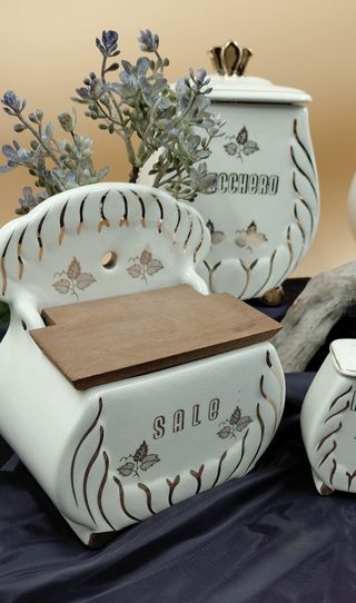 Set contenitori vintage ceramica Capodimonte