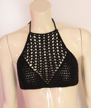 Top H&M Crochet Negro Talla Única