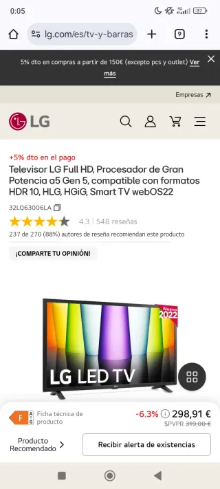 LG 32LQ63 Smart TV HD