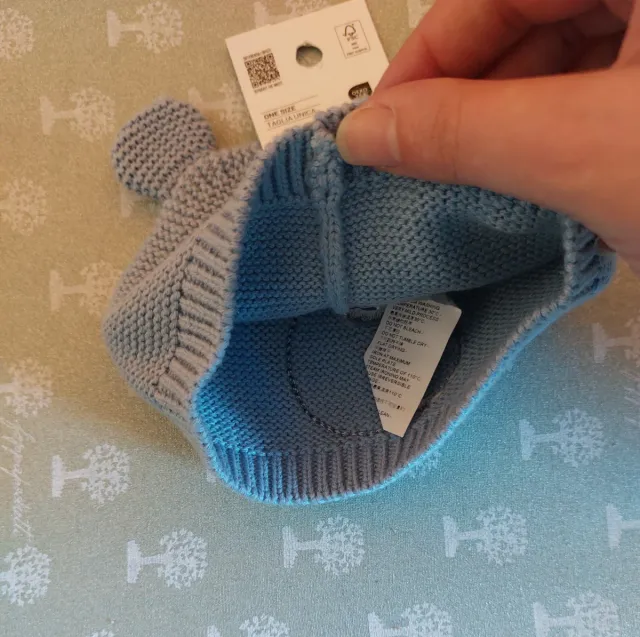 Cappellino neonato orsetto, taglia unica. Nuovo