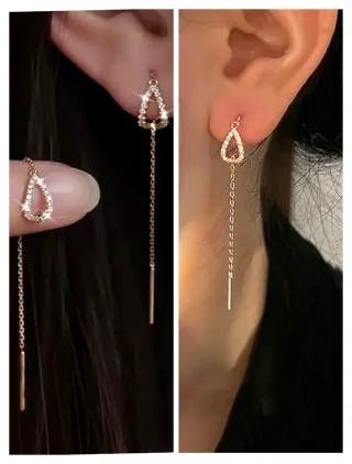 Pendientes largos sencillos y elegantes. Dorados