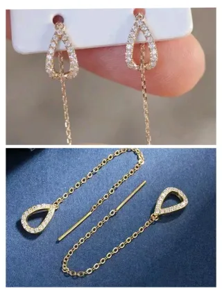 Pendientes largos sencillos y elegantes. Dorados