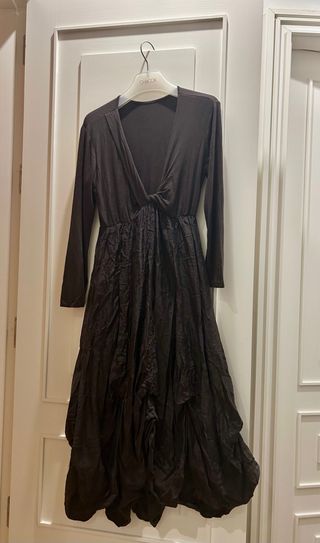 Vestido largo algodón marrón