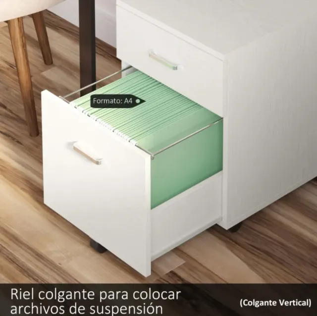 Cajonera archivador blanca con ruedas