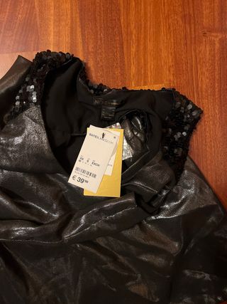 Vestido fiesta lentejuelas negro plateado