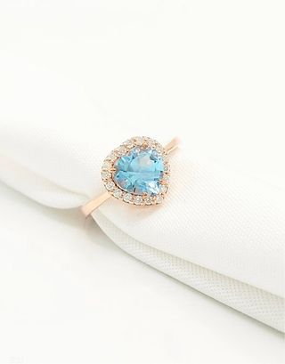 Anillo Corazón Azul Oro Rosa