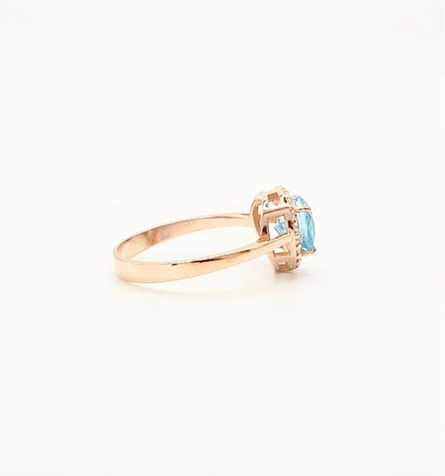 Anillo Corazón Azul Oro Rosa