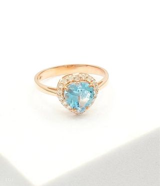 Anillo Corazón Azul Oro Rosa