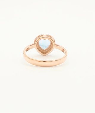 Anillo Corazón Azul Oro Rosa