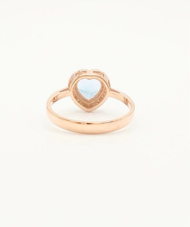 Anillo Corazón Azul Oro Rosa