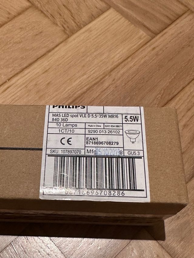 Caja 10 Bombillas LED Philips GU5.3 5.5W 490lm