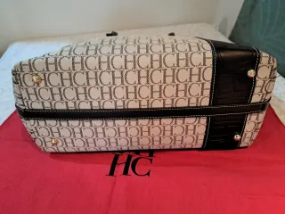 Capazo CH de lona y piel marrón