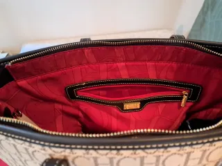 Capazo CH de lona y piel marrón