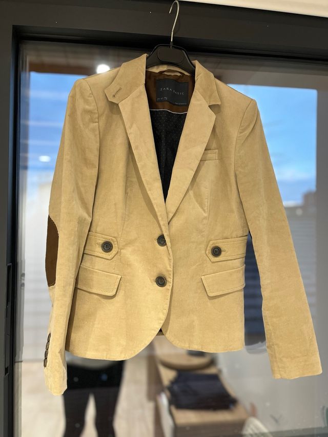 Blazer Zara Beige Mujer Entallado