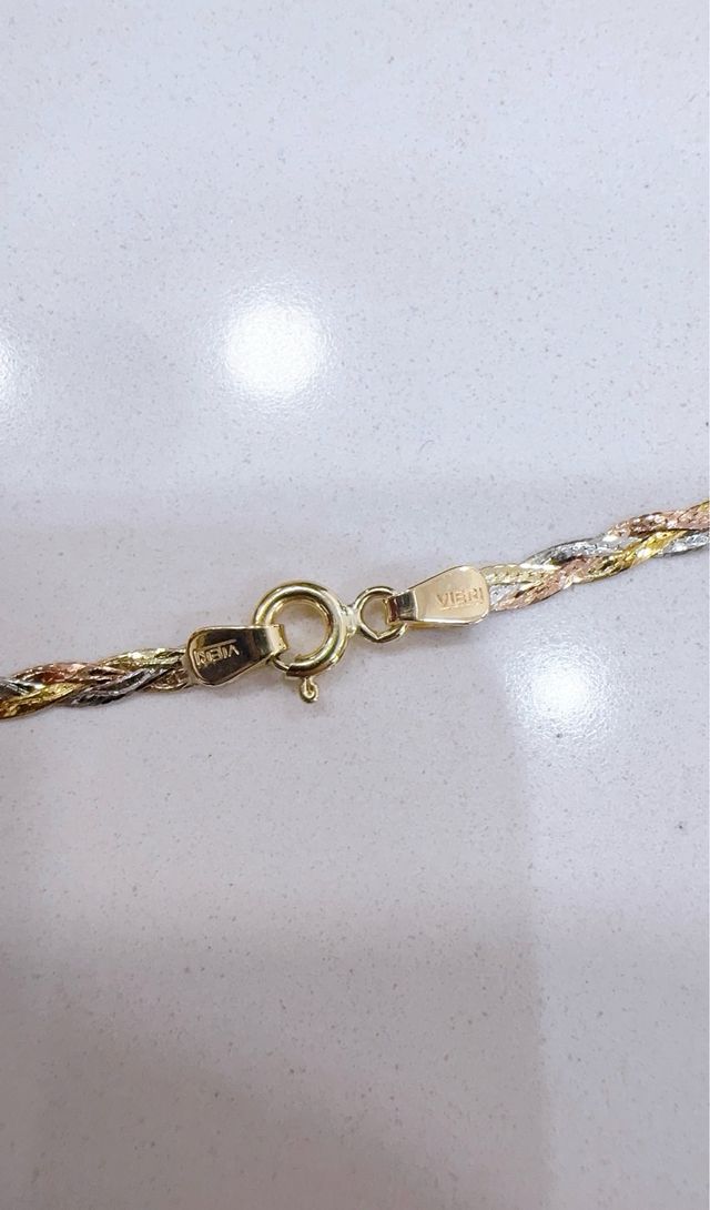 Collana a fasce in oro 9kt 375 tricolore