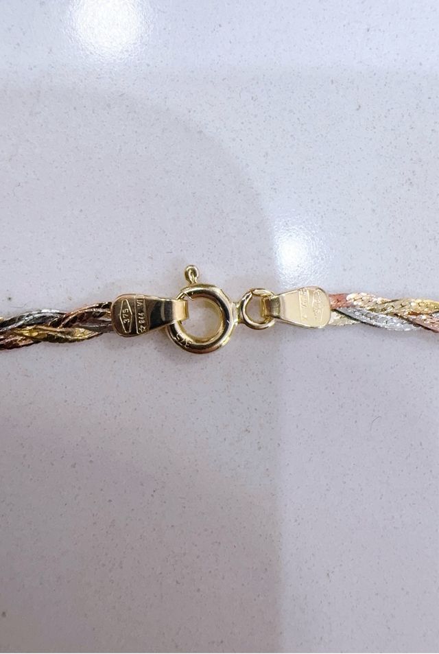 Collana a fasce in oro 9kt 375 tricolore