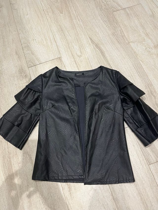 Torera negra efecto piel