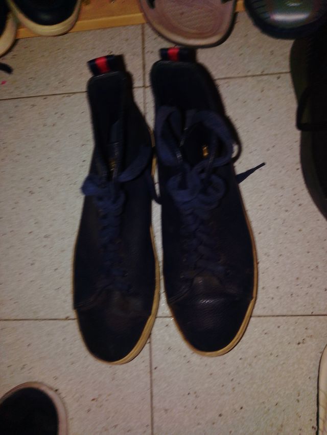 Zapatillas altas azules con parche de tigre