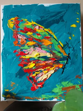 Quadro acrilico farfalla multicolore