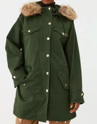 Parka Michael Kors verde y oro