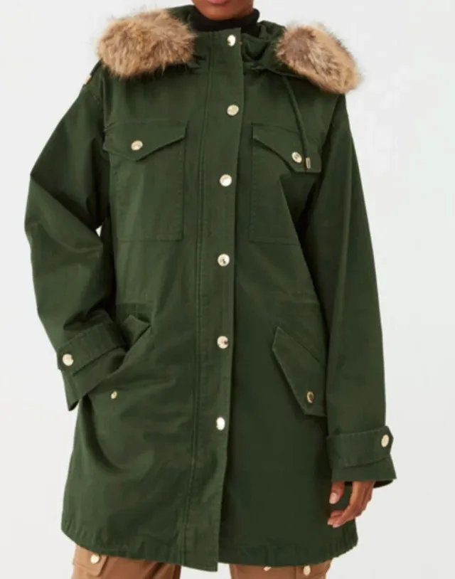 Parka Michael Kors verde y oro