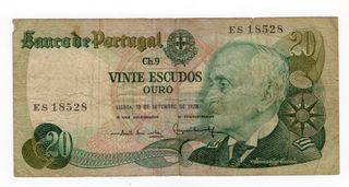Billete de 20 escudos portugueses de 1978