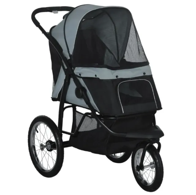 Carrito para perro negro y gris 2 en 1
