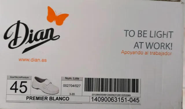 Calzado Sanitario Dian Blanco 43/44 .