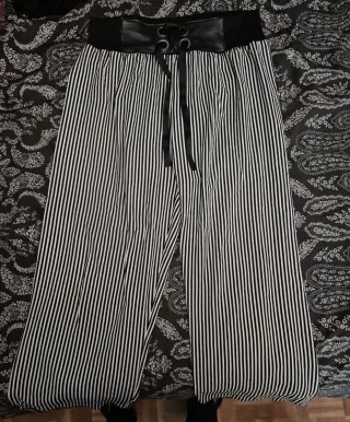 Pantalón rayas vestir negro y blanco