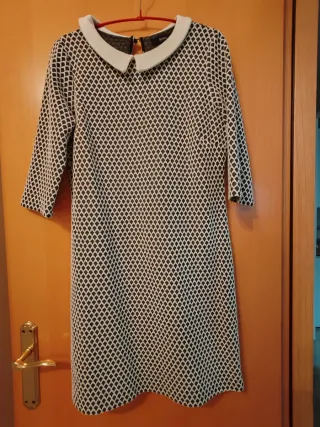 Vestido estampado cuello Peter Pan Talla M