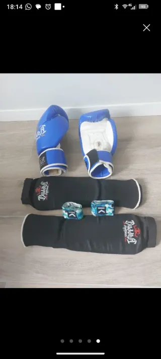 Conjunto Muay Thai Kickboxing Guantes Espinilleras