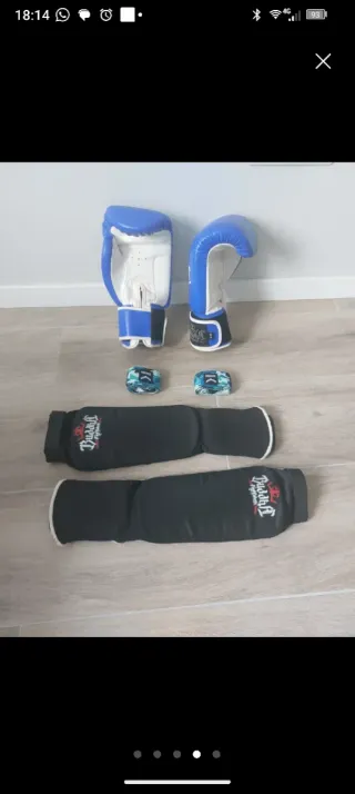 Conjunto Muay Thai Kickboxing Guantes Espinilleras