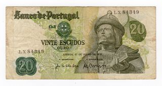 Billete de 20 escudos portugueses de 1971