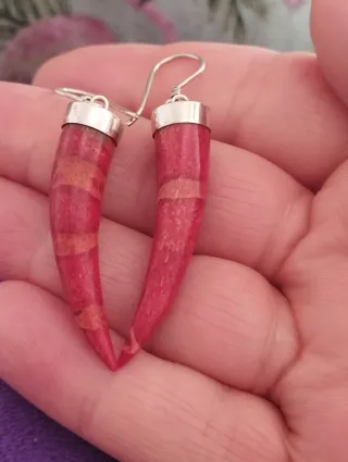 Pendientes artesanales coral y plata