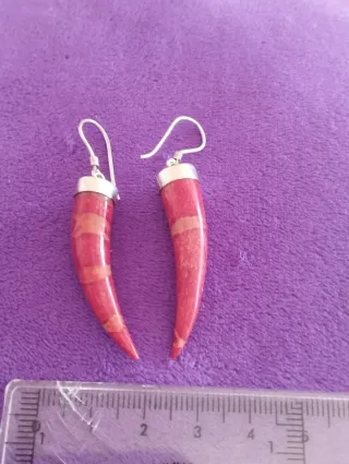 Pendientes artesanales coral y plata