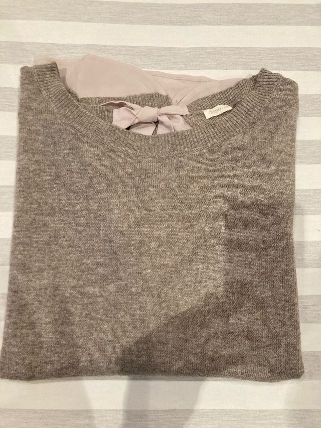 Jersey combinado beige y salmón Talla XL