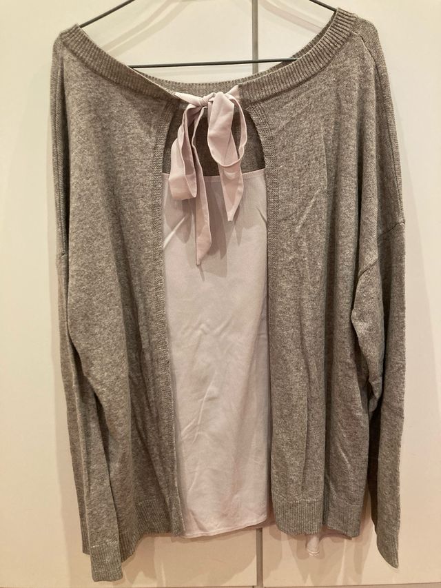 Jersey combinado beige y salmón Talla XL