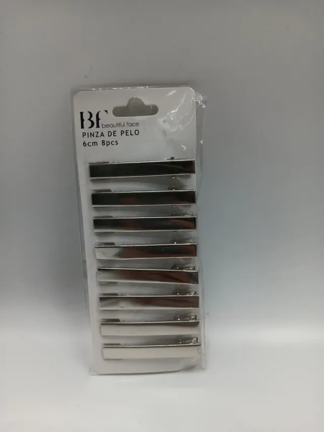 Pinzas de pelo plateadas 6cm (8 uds)