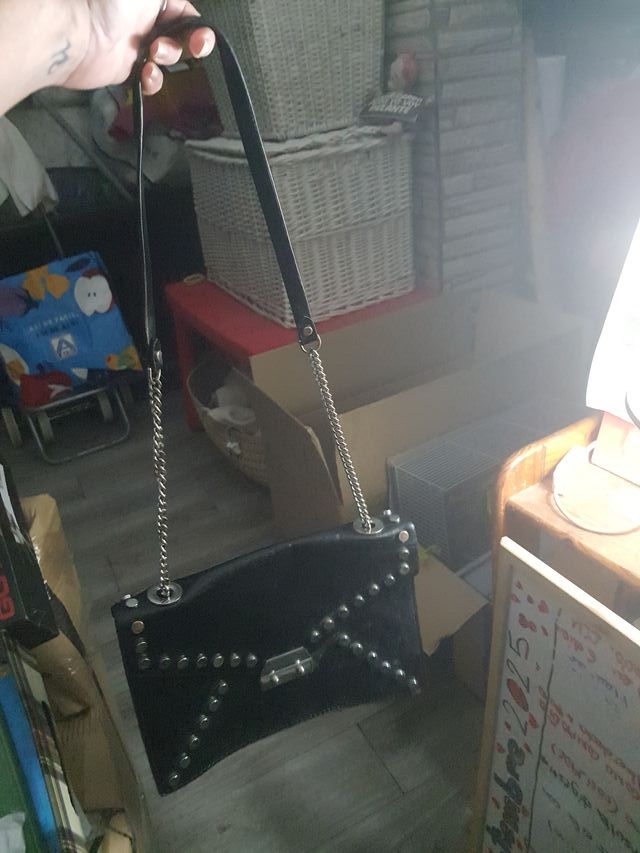 Bolso Zara Negro Tachuelas piel