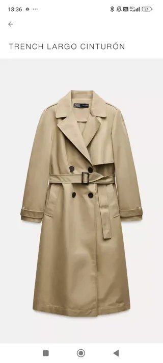 Trench Zara Larga Cinturón (NUEVA CON ETIQUETA)