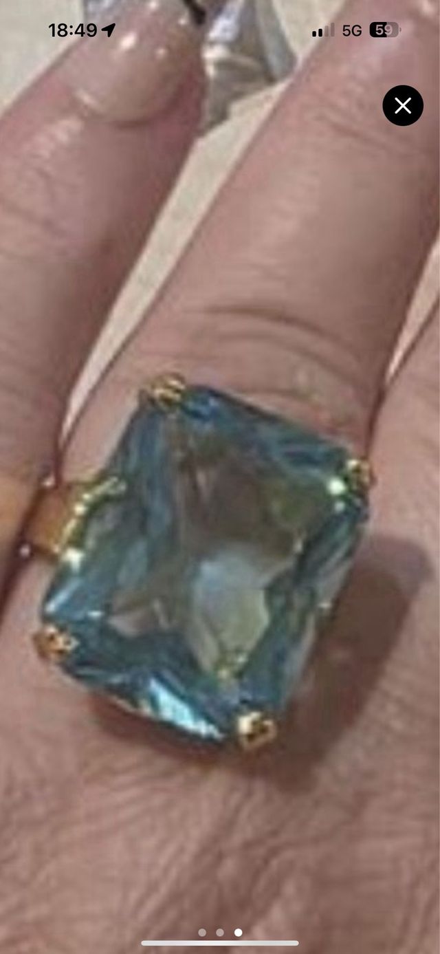 Anillo piedra azul y dorado