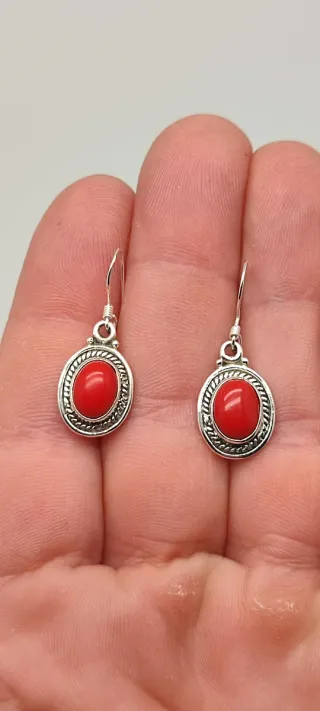 Pendientes Plata y Coral.