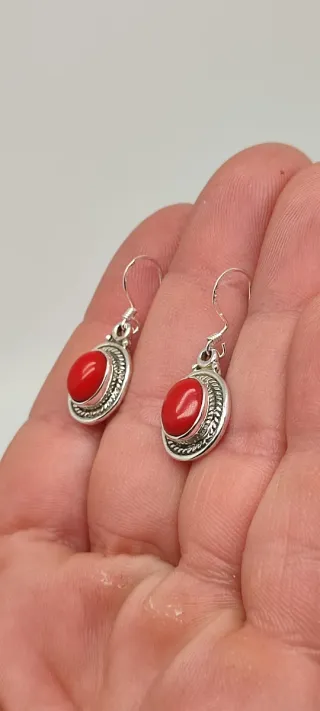 Pendientes Plata y Coral.