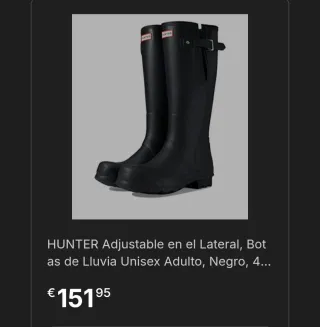 Botas de Lluvia Hunter Ajustables Negras