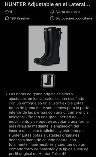 Botas de Lluvia Hunter Ajustables Negras