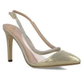 Zapatos Menbur dorados tacón fino