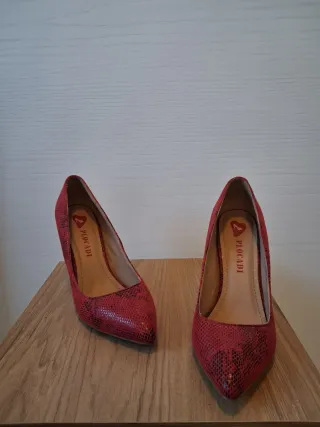 Scarpe tacco 11 Plocadi rosse pitonate