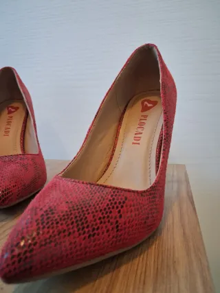 Scarpe tacco 11 Plocadi rosse pitonate