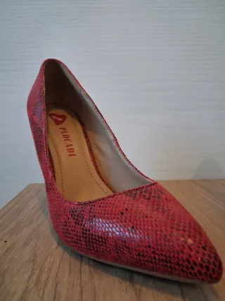 Scarpe tacco 11 Plocadi rosse pitonate