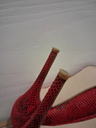 Scarpe tacco 11 Plocadi rosse pitonate